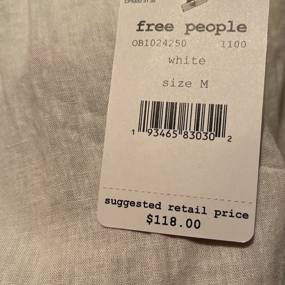 Free People Clover Ruffle Tunic Mini Dress Linen Ivory Size NWT - Picture 7 of 8